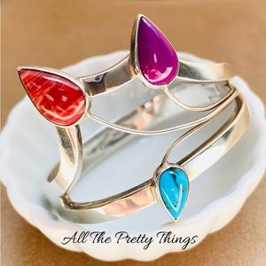 😍 Rare and unique Taxco sterling silver three-leaf design hinged bracelet